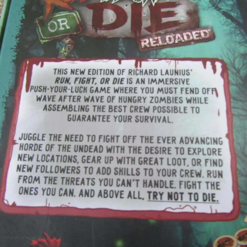 Run, Fight, or Die! Reloaded Board Game by Grey Fox Games - Zombie Survival